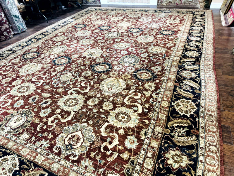 Palace Sized Indian Agra Rug 12x17, Wool Handmade Floral Allover Carpet by Jewel Rugs