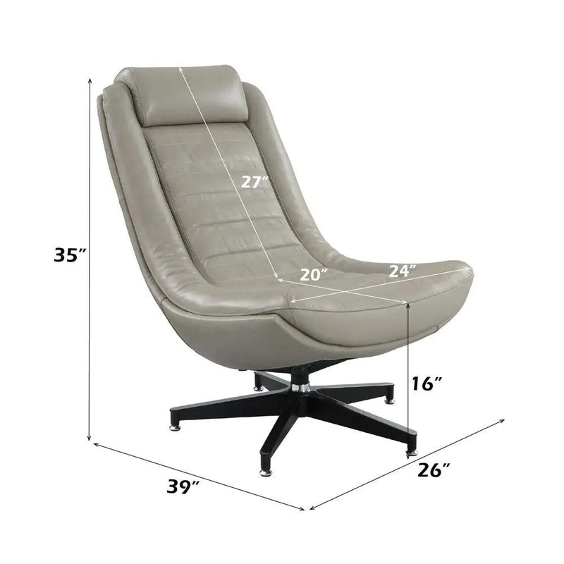 Piran - Accent Chair With Swivel - Twilight Top Grain Leather by Unique Piece Furniture