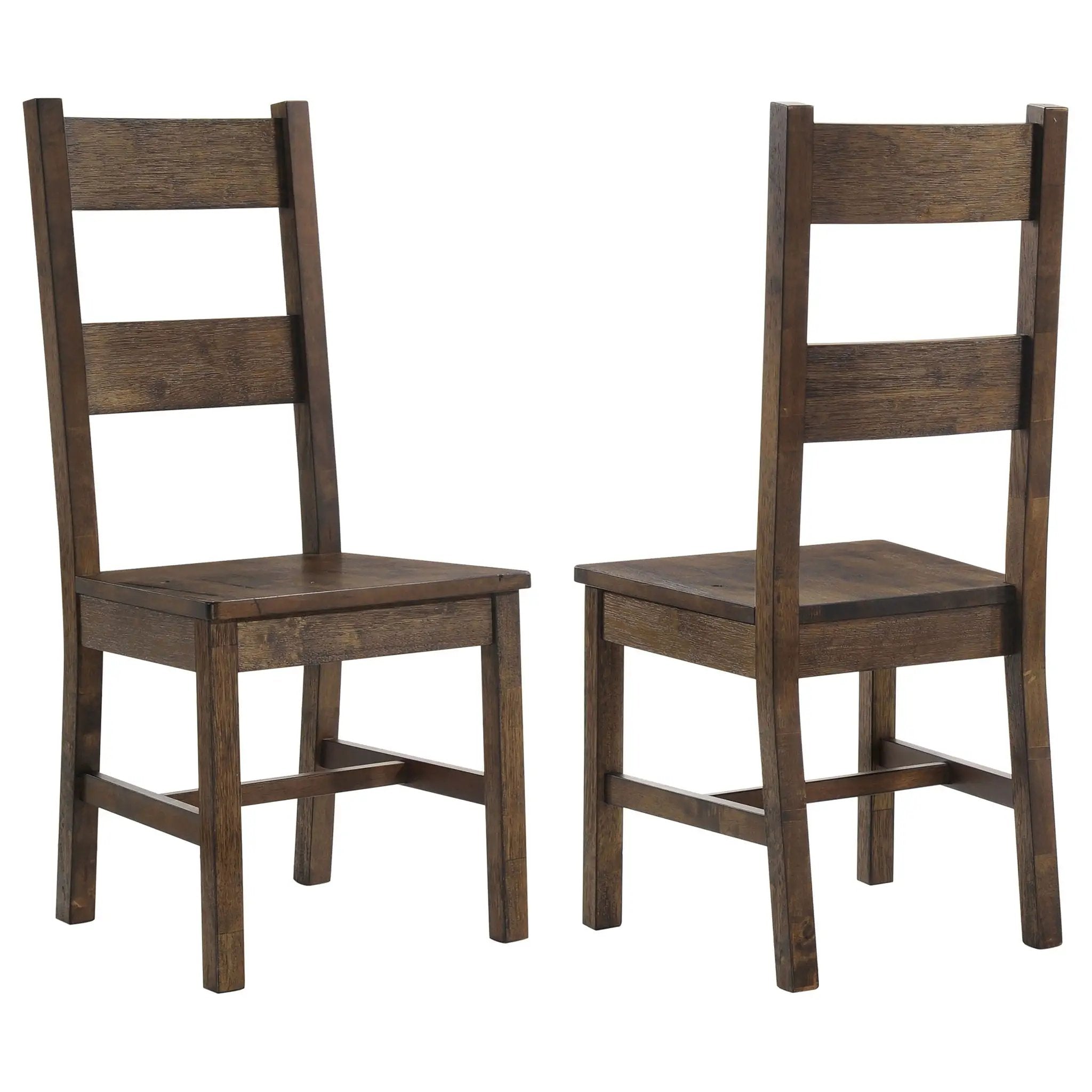 Ladder Back Dining Chairs With Straight Seat (Set of 2) - Brown by HouseOfZazla