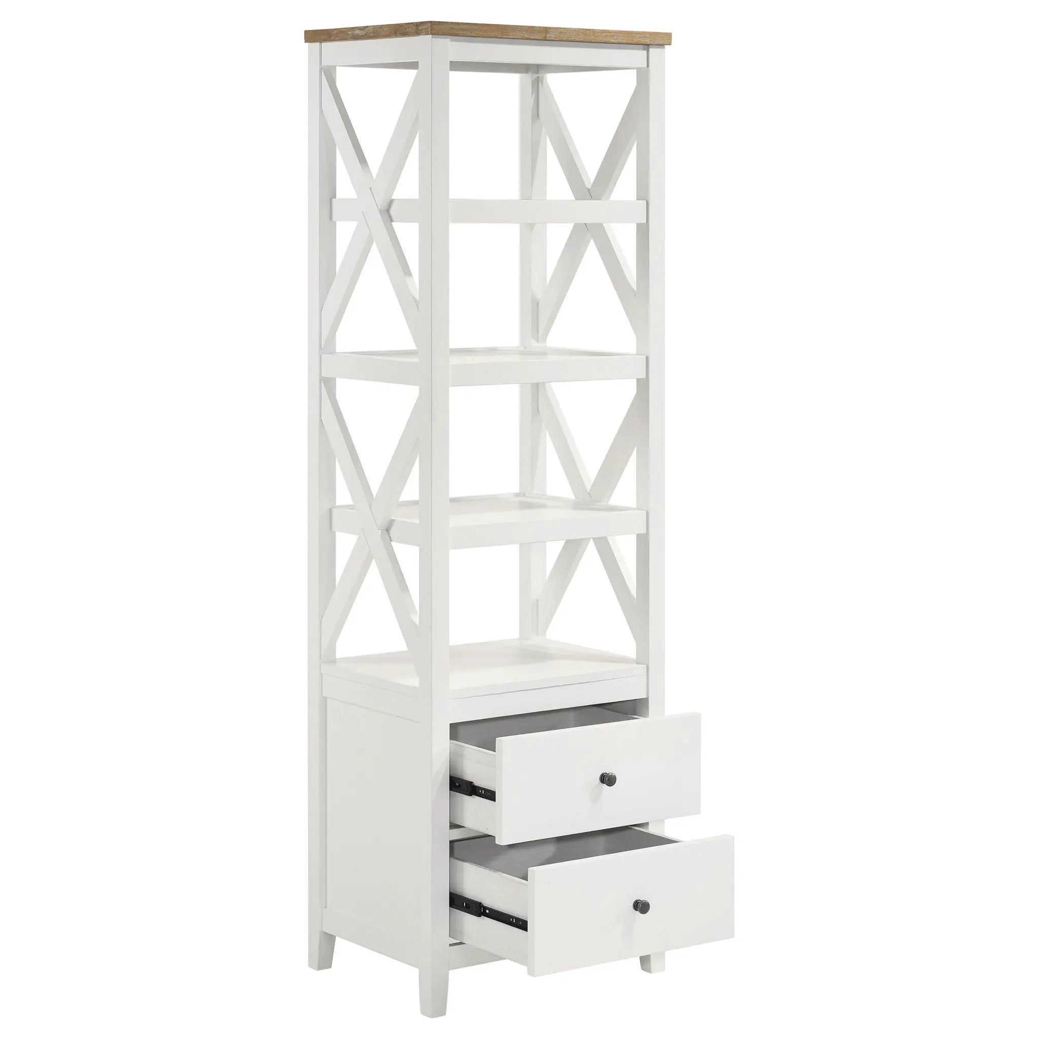Delaney - 4 Shelf Bookcase With Top Storage Tower - White by HouseOfZazla