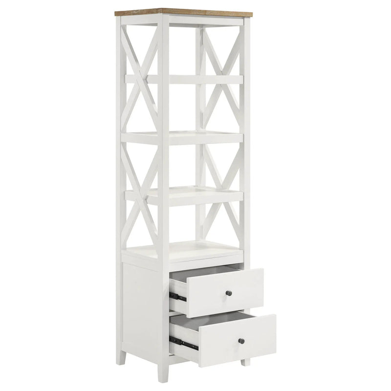 Delaney - 4 Shelf Bookcase With Top Storage Tower - White by HouseOfZazla