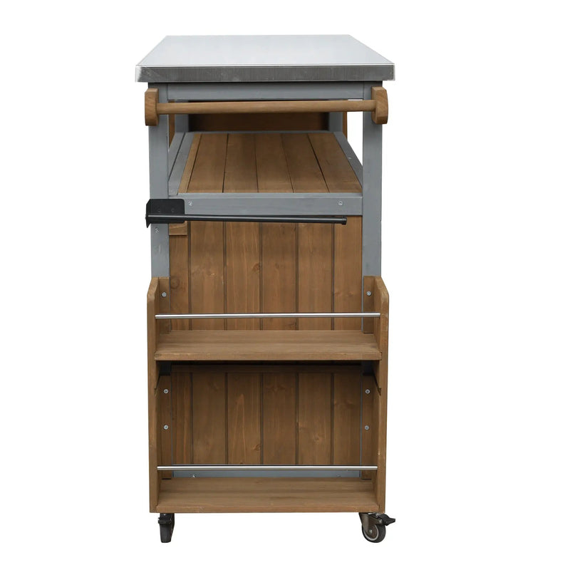 Foldable Outdoor Kitchen Island Patio Mobile Kitchen Cart by HouseOfZazla
