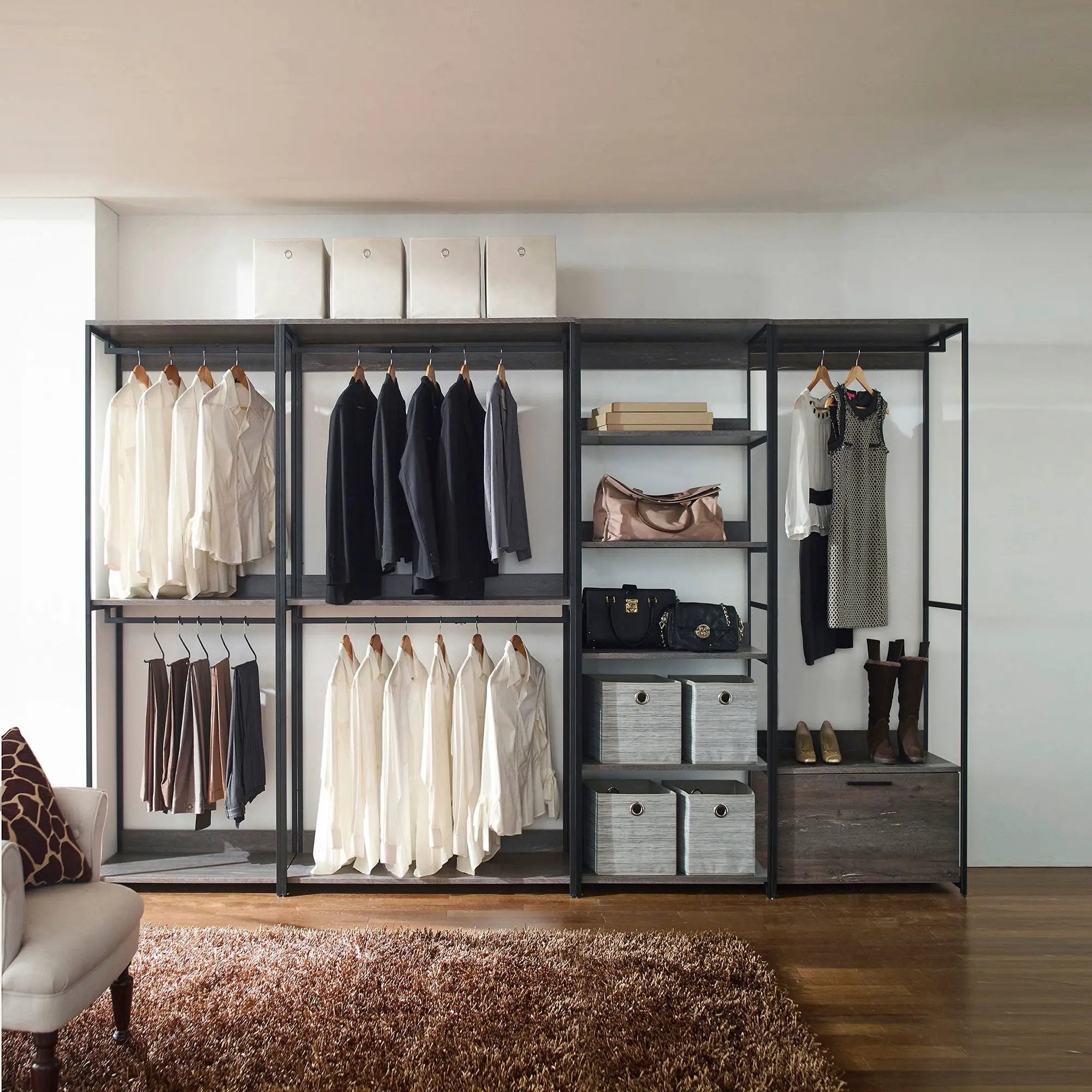 Monica - Walk-In Closet System, Modular Storage - Rustic by HouseOfZazla