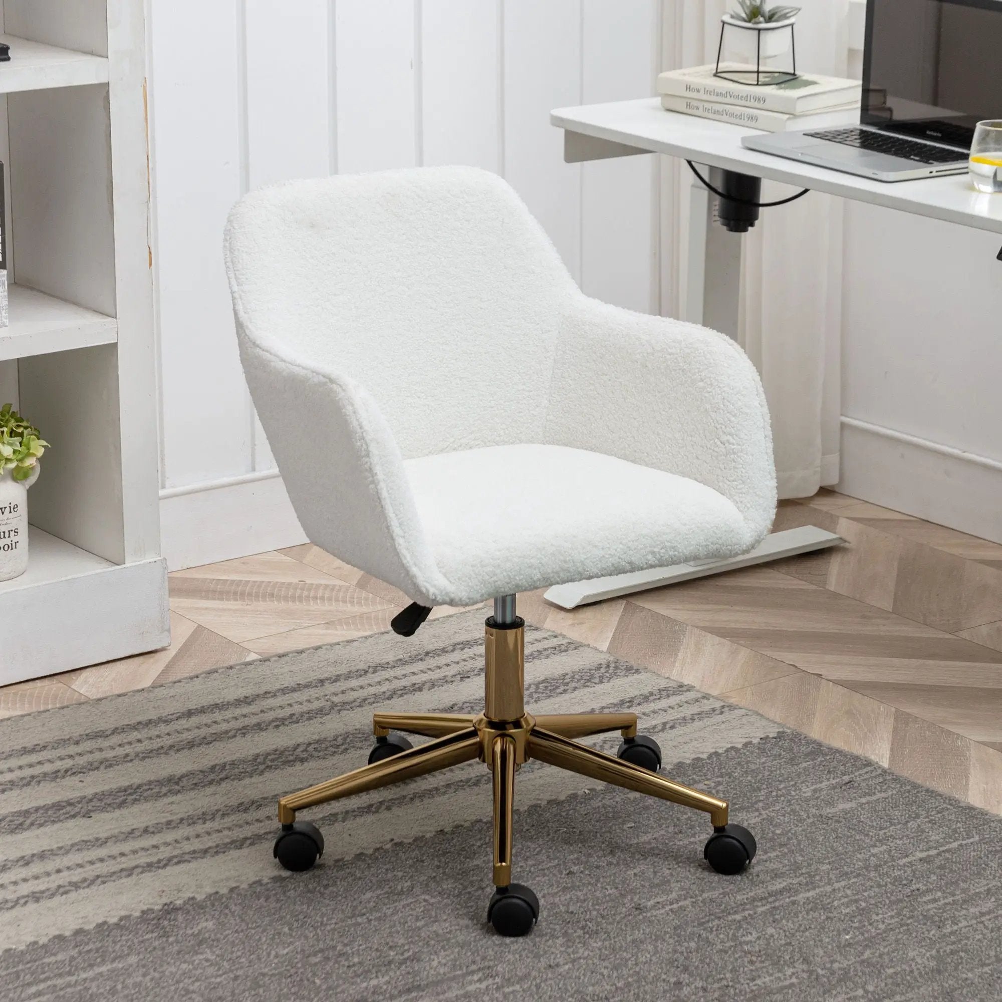 Modern Adjustable Height 360 Revolving Home Office Chair With Metal Legs And Universal Wheel For Indoor by HouseOfZazla