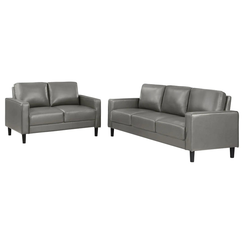 Ruth 2-piece Upholstered Track Arm Sofa Set Grey by Unique Piece Furniture