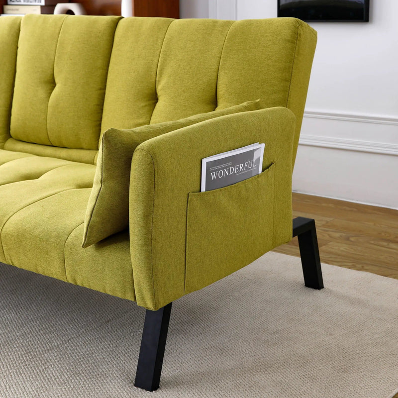 Sofa Bed With Foldable Design And Cup Holder - Green by Unique Piece Furniture