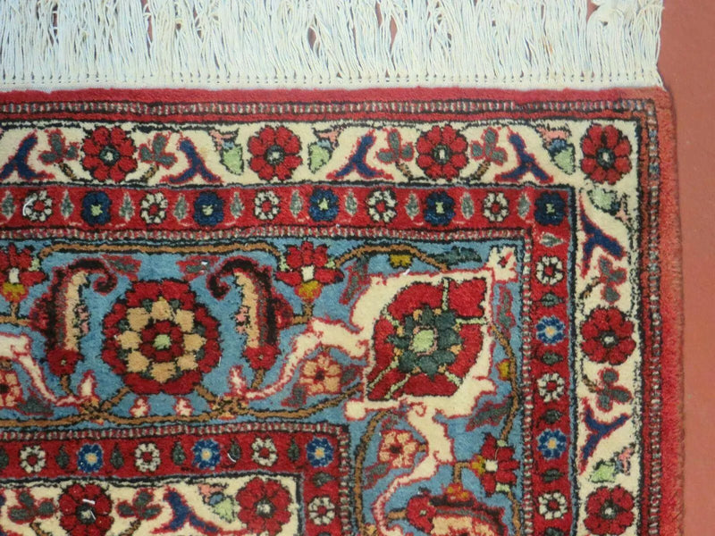 Navy Blue Antique Persian Rug 7x11, Veramin Mina Khani Repeated Allover Pattern, Vintage Authentic Hand Knotted Handmade Wool Room Sized Carpet by Jewel Rugs