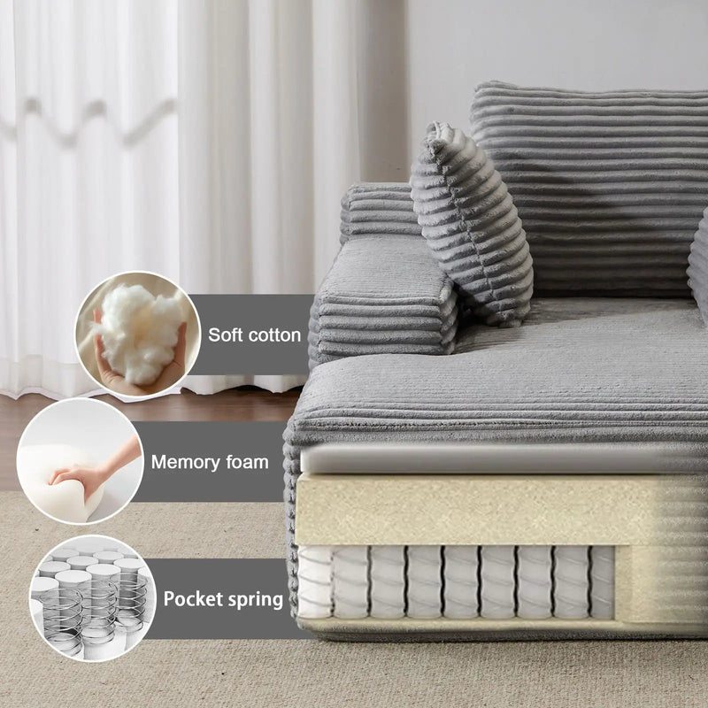 Oversized Chaise Lounge Chair Cozy Cloud Couch With 3 Throw Pillows And Wide Armrest by Unique Piece Furniture