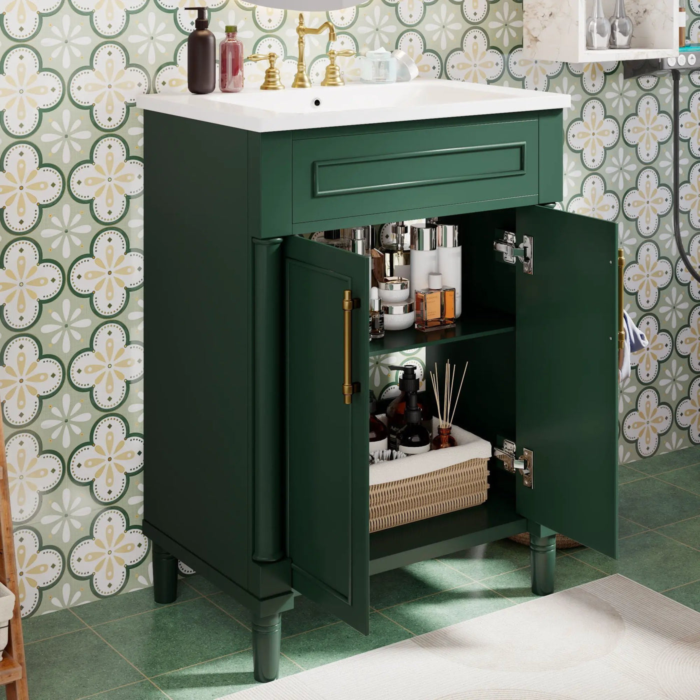 Bathroom Vanity With Integrated Sink, 2 Door Cabinet, Single Sink For Small To Medium Bathrooms by Unique Piece Furniture
