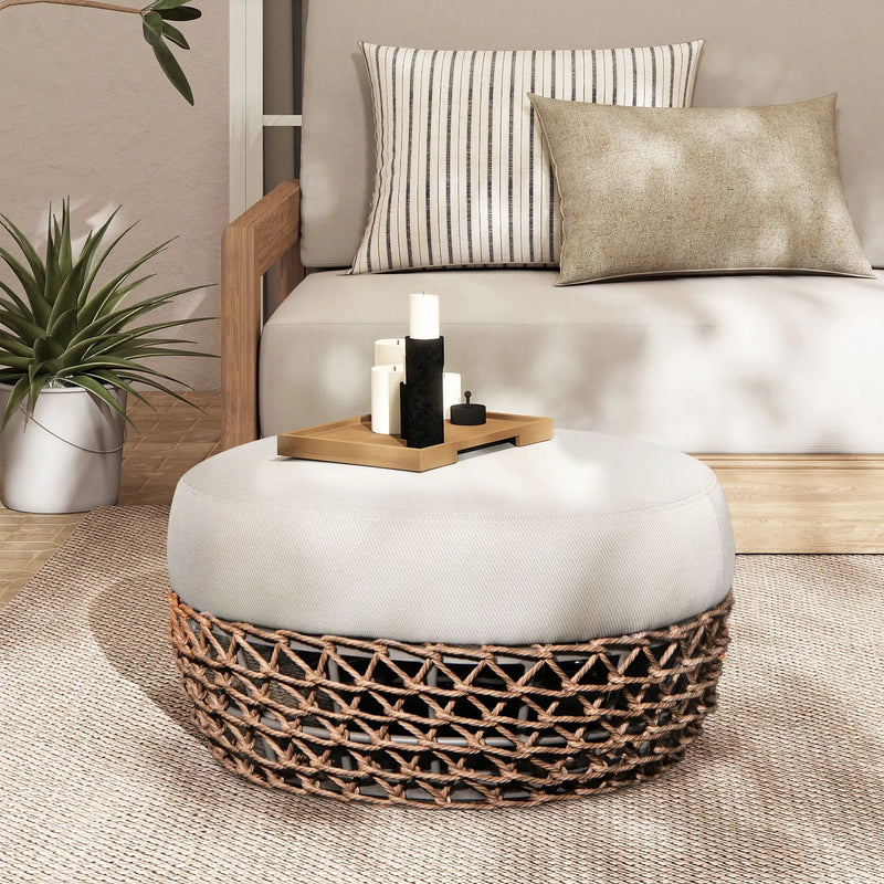Willow - Round Upholstered Patio Ottoman by Unique Piece Furniture