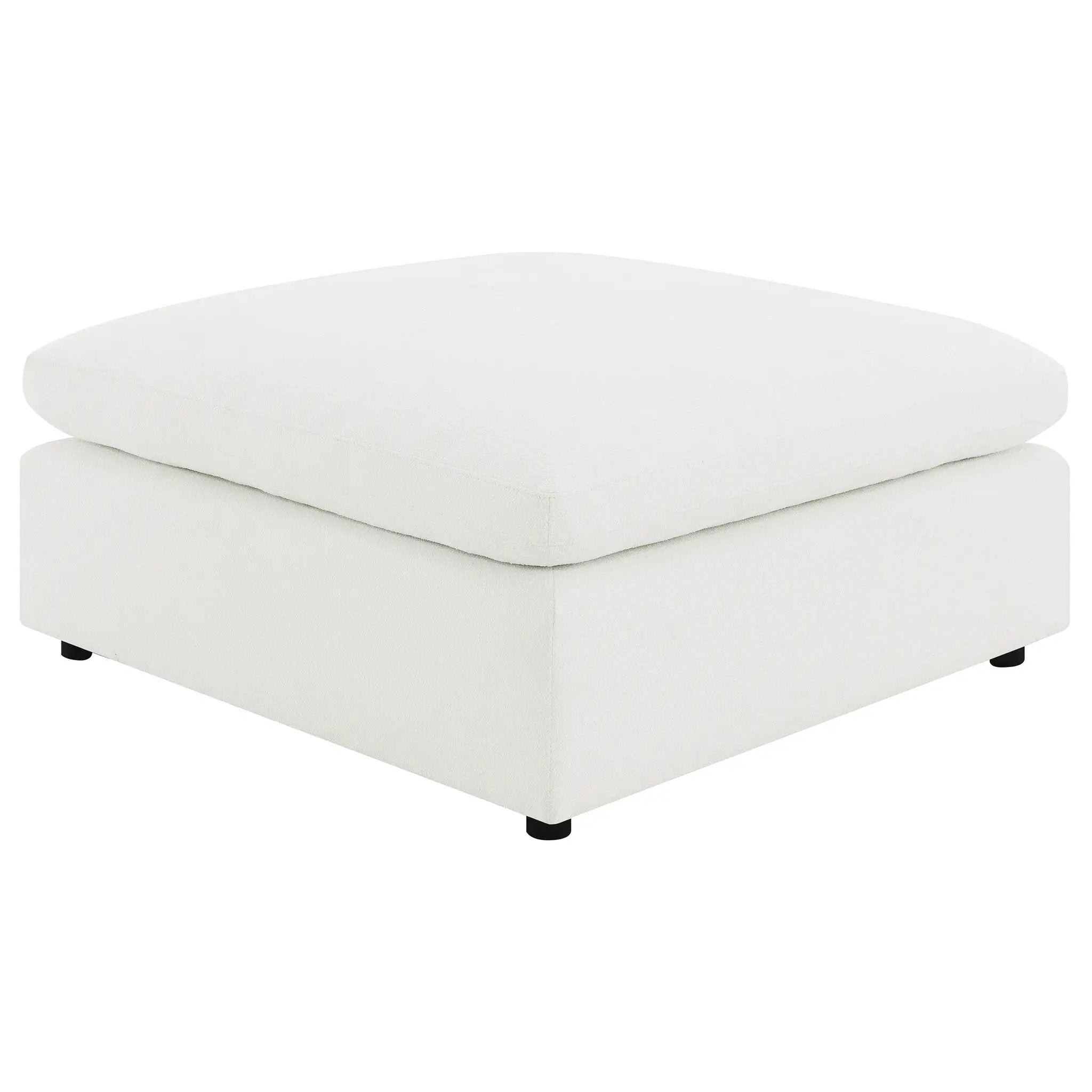 Raleigh Boucle Upholstered Ottoman Ivory by Unique Piece Furniture