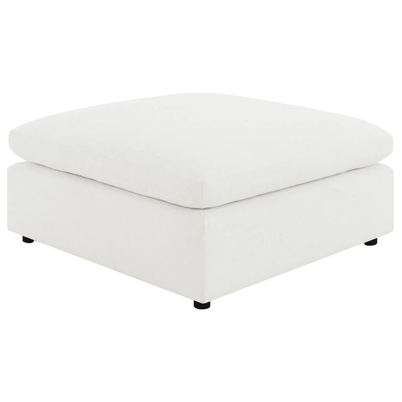 Raleigh Boucle Upholstered Ottoman Ivory by Unique Piece Furniture