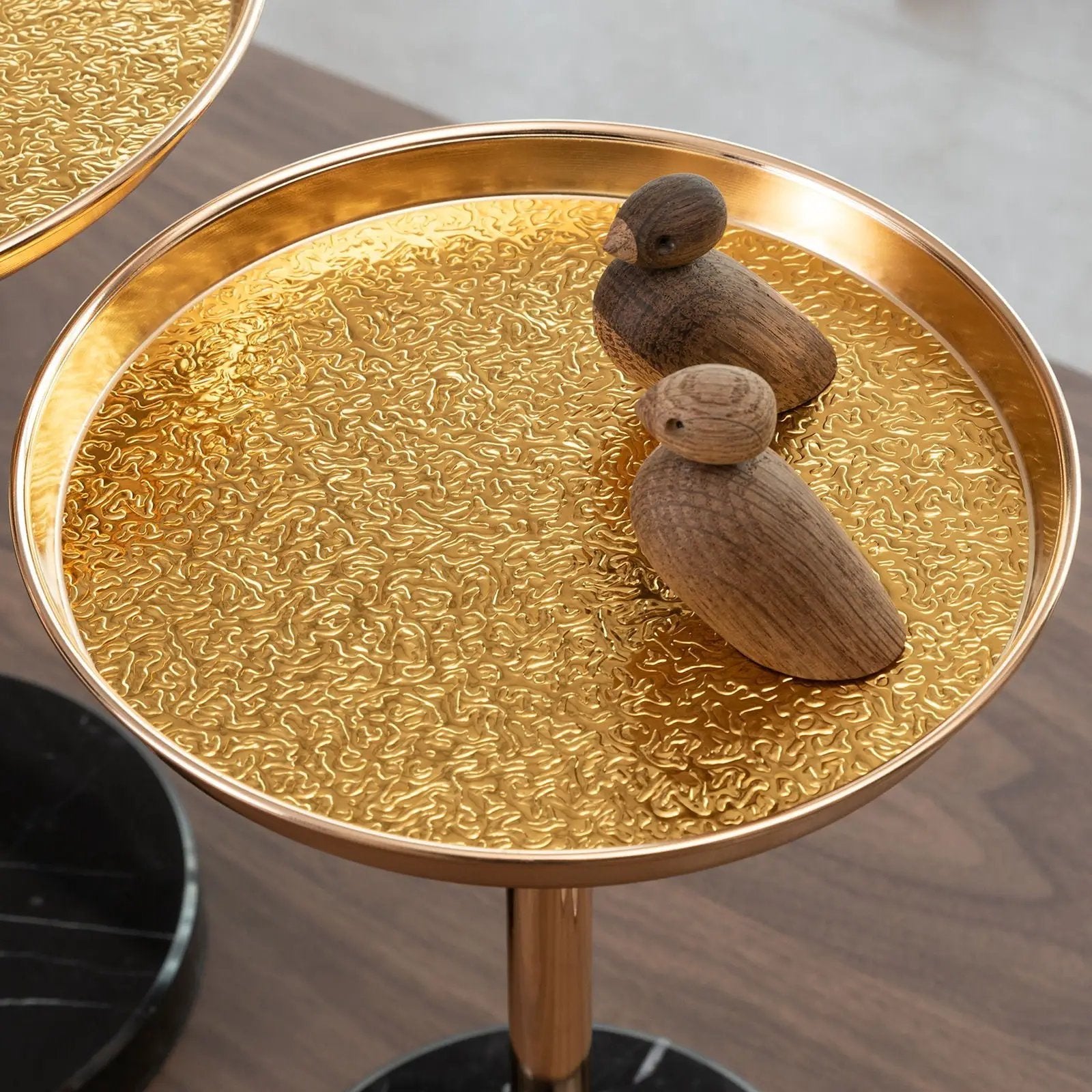 Adjustable Pedestal Side Table For Living Room - Gold / Black by Unique Piece Furniture