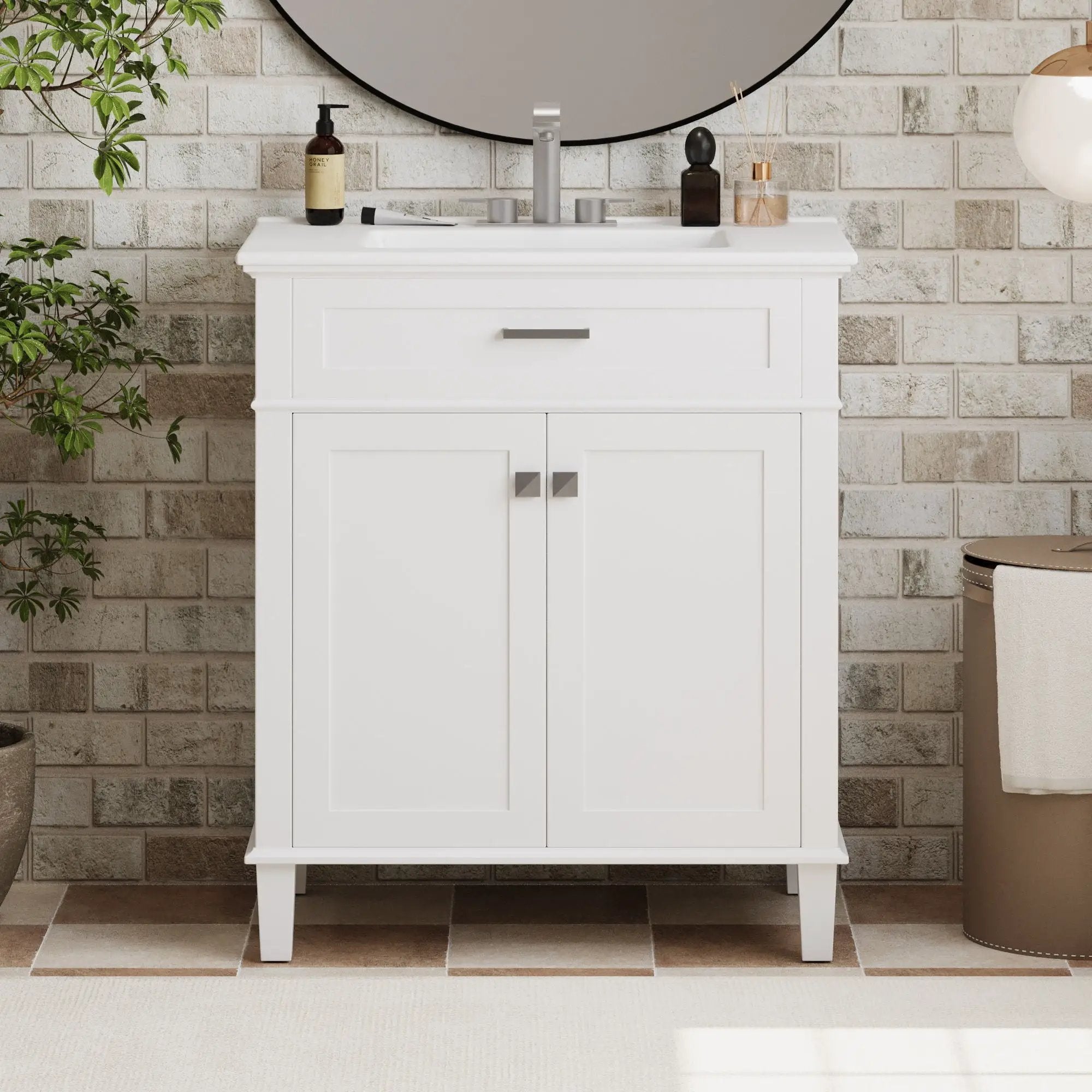 Bathroom Vanity With Ceramic Basin, Soft Close Door And Adjustable Shelves by HouseOfZazla
