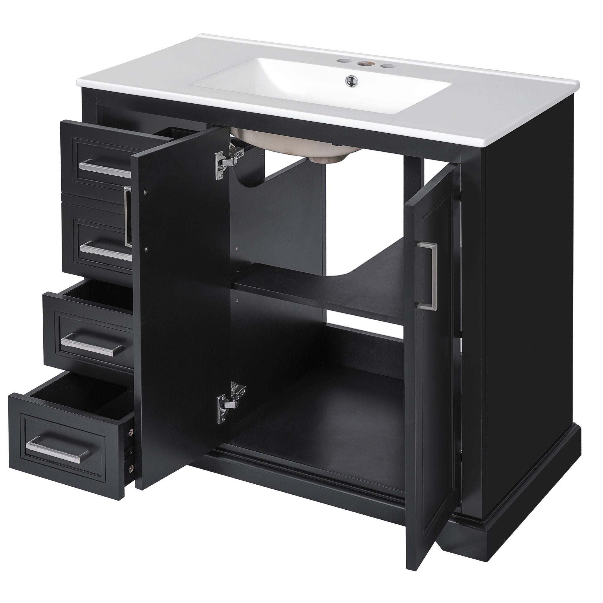 Bathroom Vanity With Sink, Soft Close Doors, Adjustable Shelf & 3 Drawers by HouseOfZazla