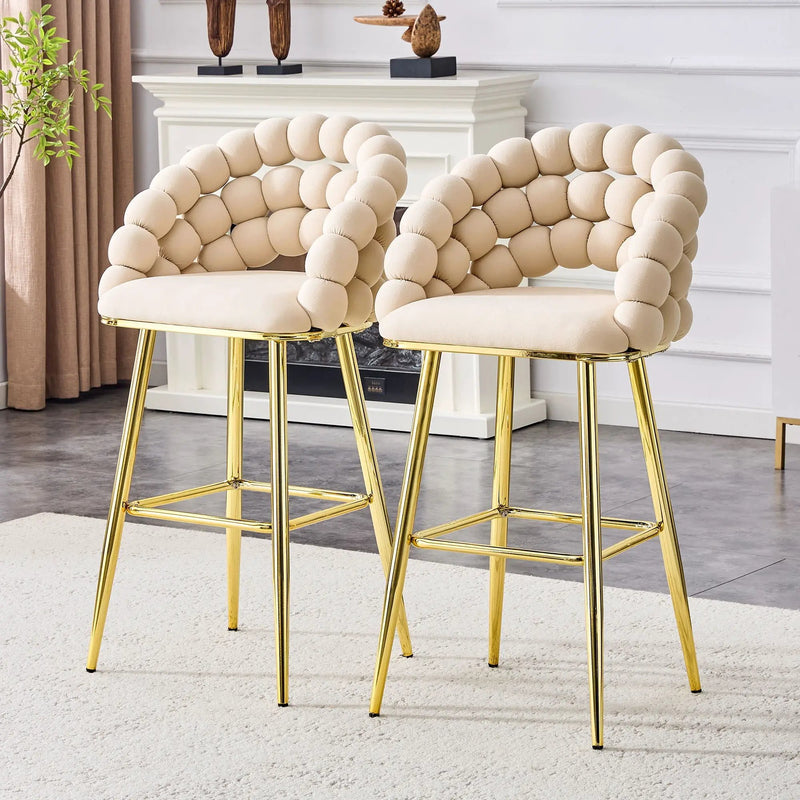 Bubble, Ball Chain Tufted Bar Chairs For Kitchen Island & Home Bar (Set of 2) by HouseOfZazla