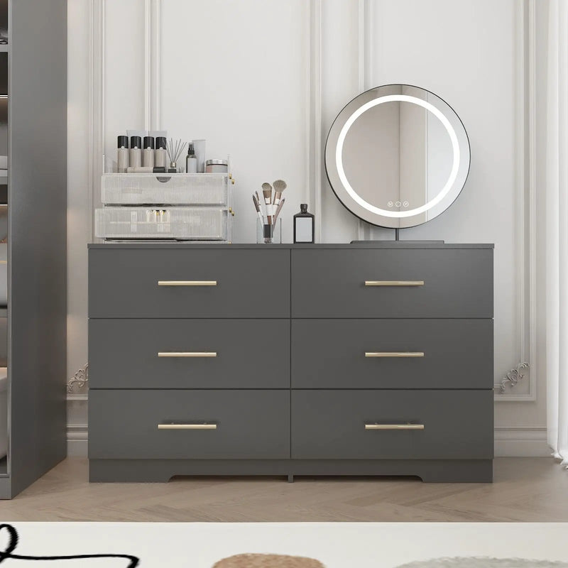 Large 6 Drawers Chest Of Drawer Dressers Table With Handle by Unique Piece Furniture