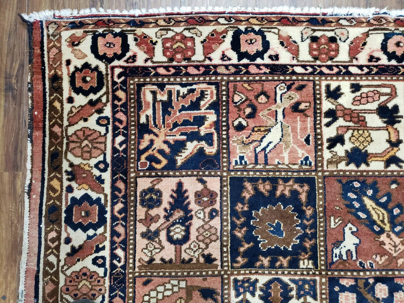Antique Persian Bakhtiari Rug circa 1920s, Kheshti Panel Design, Wool, Hand-Knotted, 5'3" x 10' by Jewel Rugs
