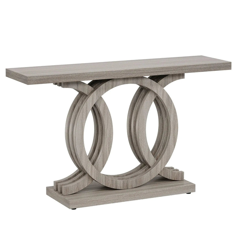 Console Table With Geometric Base For Living Hallway - Gray by HouseOfZazla