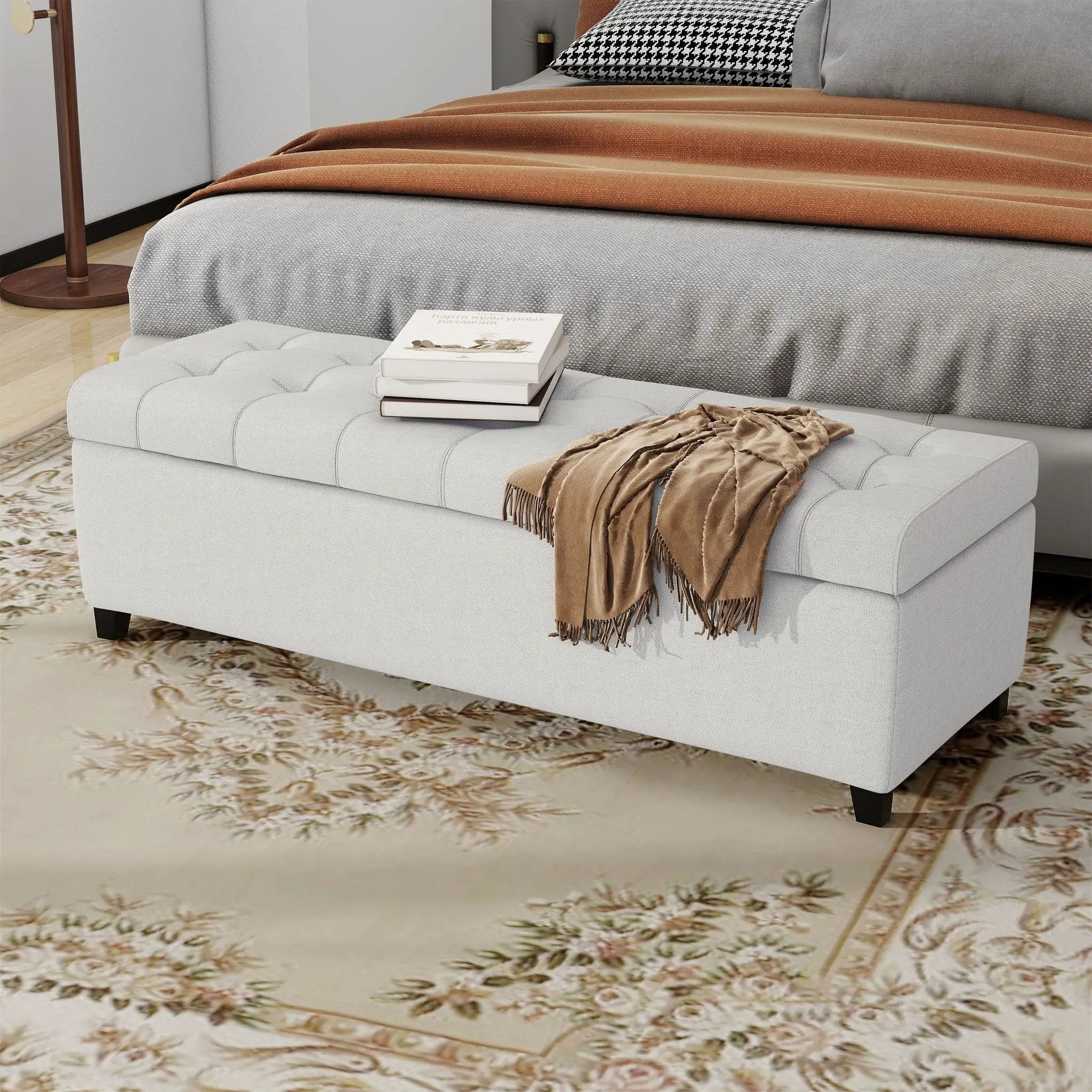 Upholstered Storage Ottoman Bench, Foot Rest For Bedroom by HouseOfZazla
