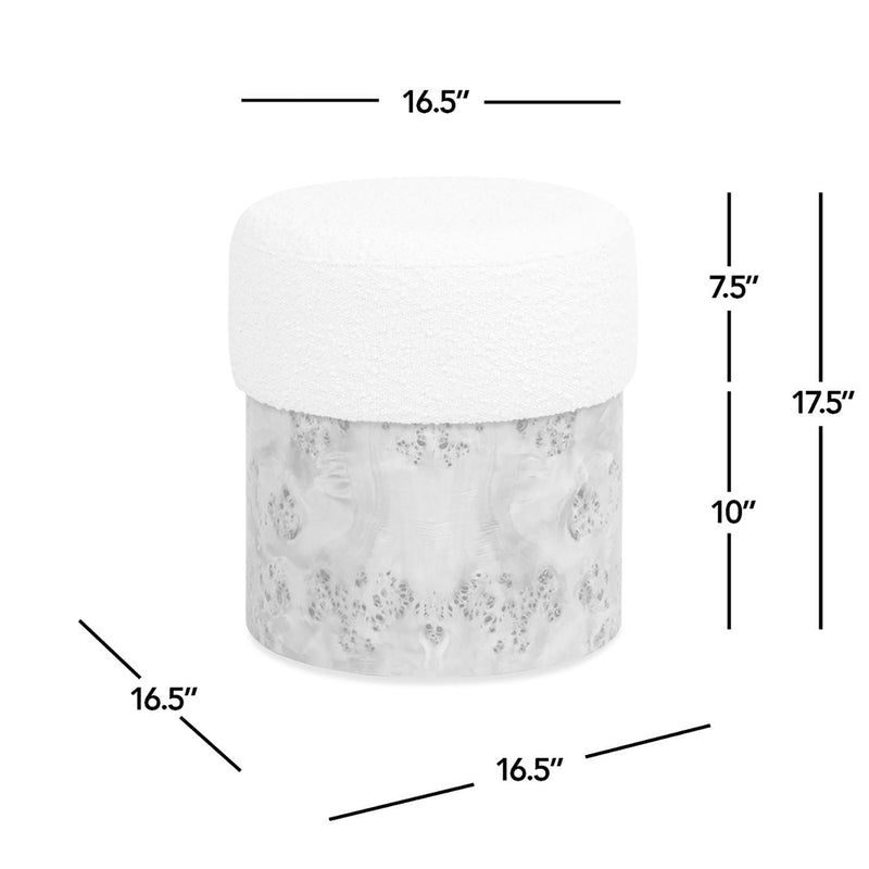 Nebula - Round Upholstered Ottoman - White by HouseOfZazla
