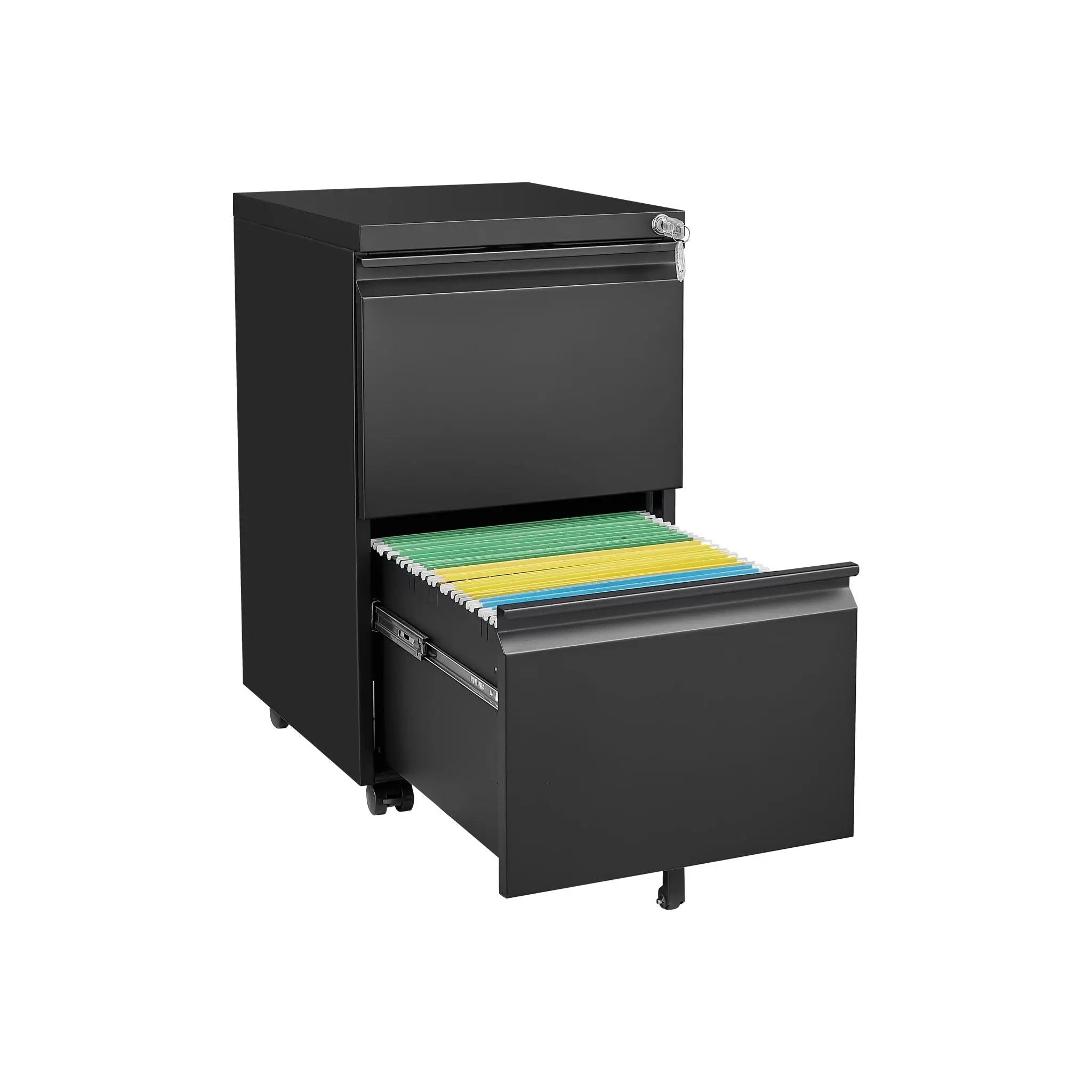 2 Drawer File Cabinet With Lock, Metal Under Desk Rolling Filing Cabinet Fits Letter / Legal / A4 Size For Home Office, Mobile Filing Cabinet by HouseOfZazla