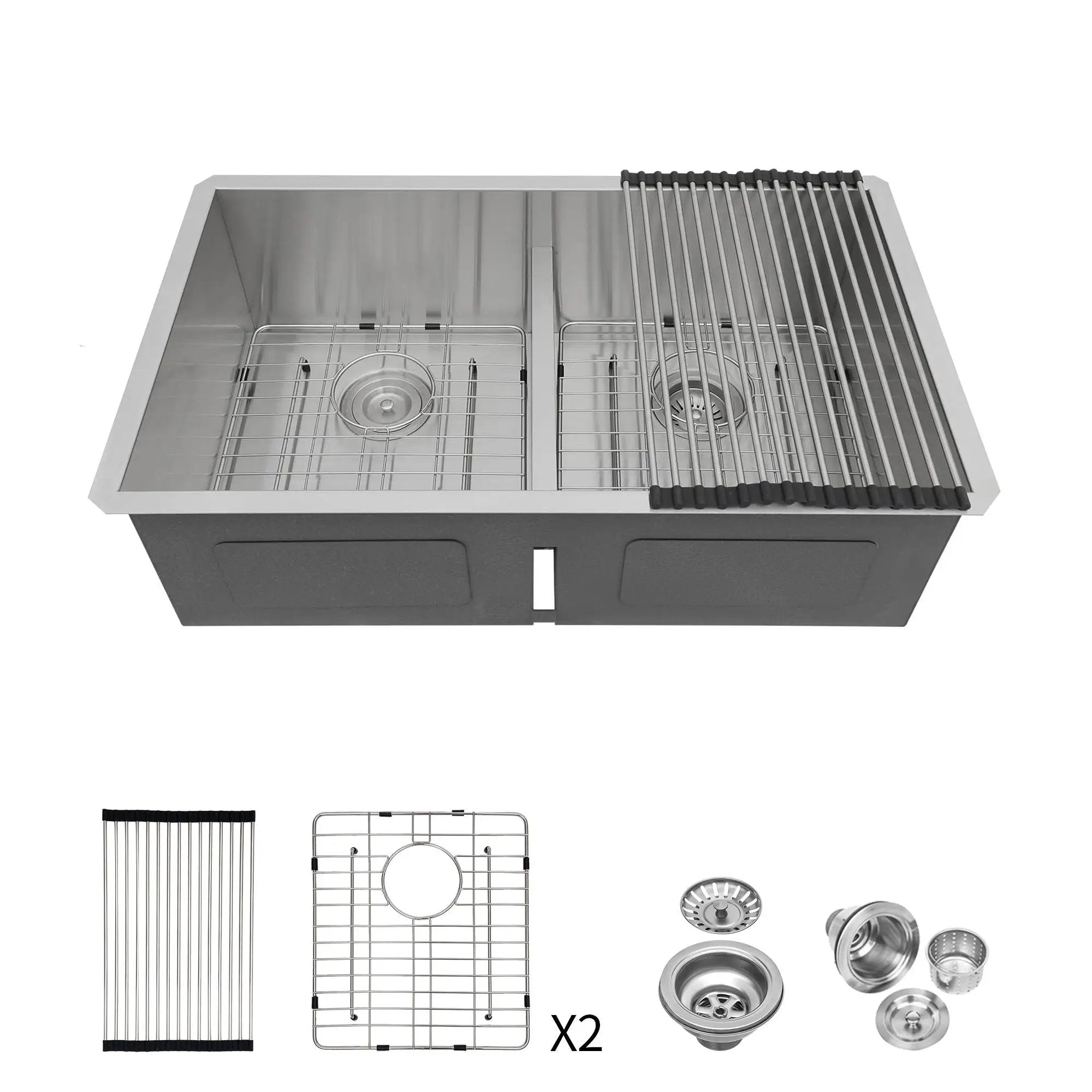 Modern Double Bowl Undermount Sink Design With 10" Deep Basins by HouseOfZazla