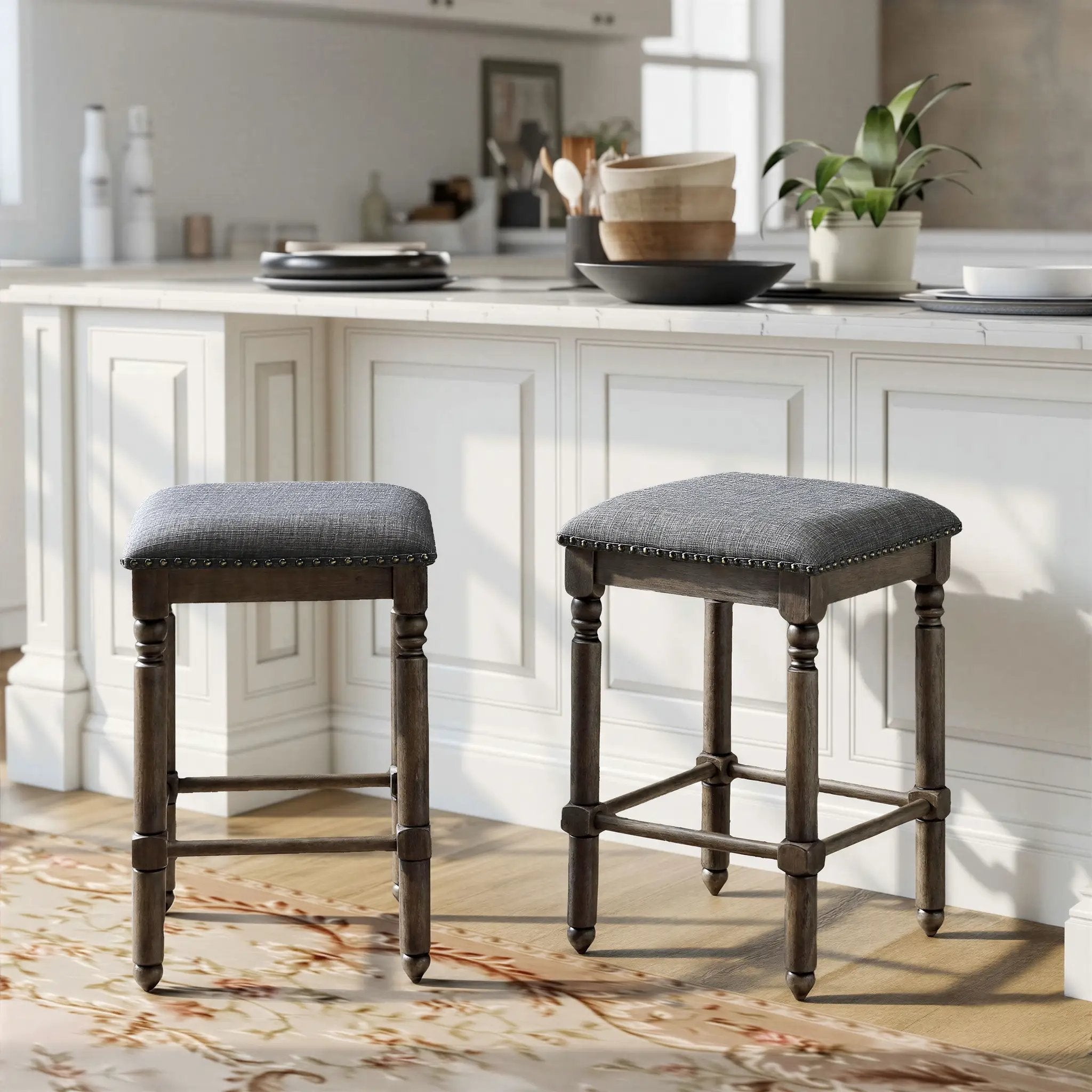 Arnhem Wood Upholstered Swivel Counter Height Stool, Set of 2 by HouseOfZazla