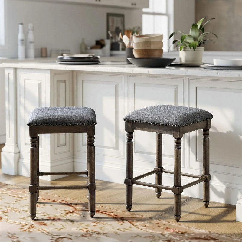 Arnhem Wood Upholstered Swivel Counter Height Stool, Set of 2 by HouseOfZazla
