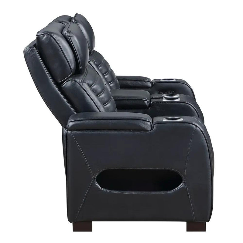 Ephron - Power Motion Loveseat With Console, Power Headrests, LED & Speakers - Black by Unique Piece Furniture