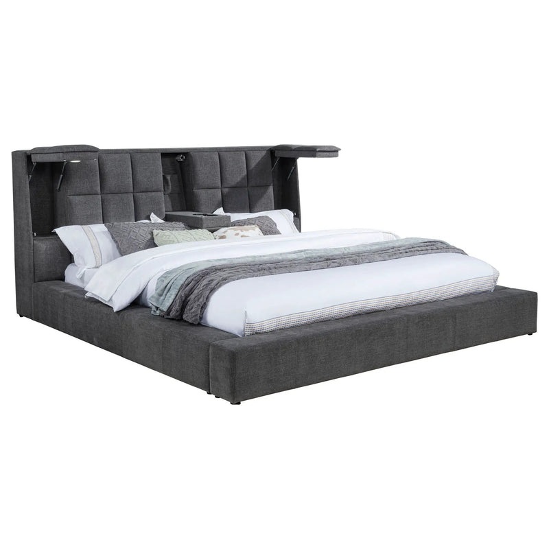 Dreux Upholstered Eastern King Panel Platform Bed Grey by Unique Piece Furniture