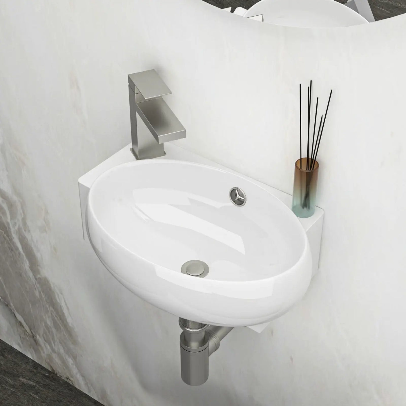 Modern Aesthetic Rectangle Wall Mount Bathroom Sink With Single Faucet Hole by HouseOfZazla