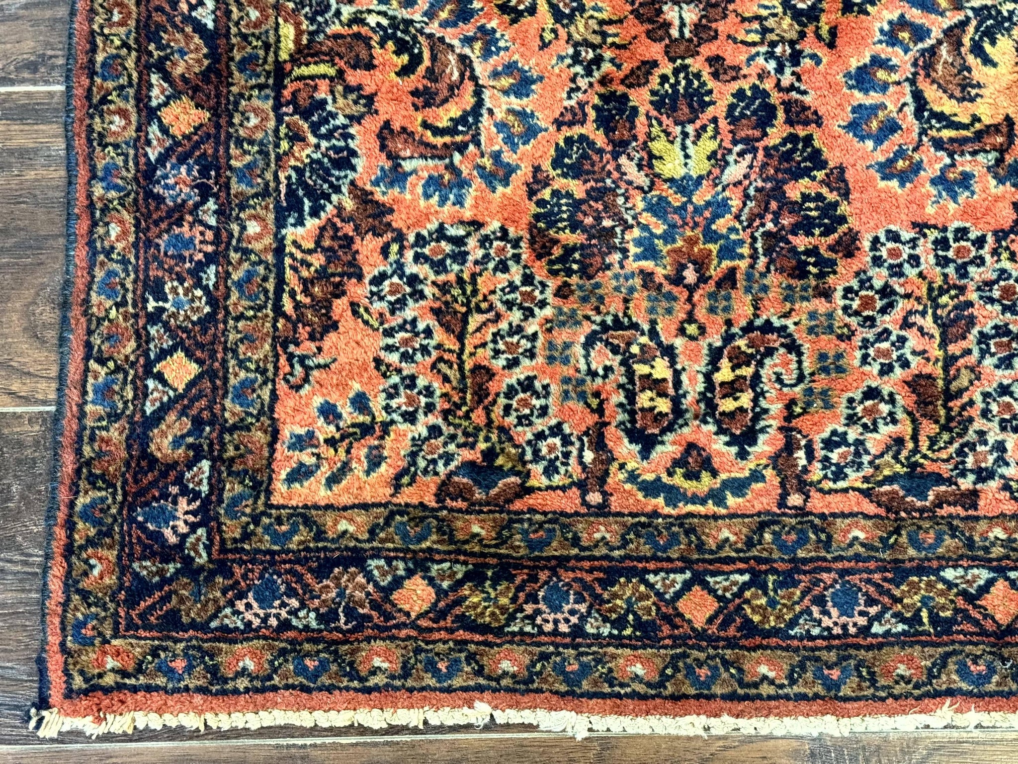 Antique Persian Lilihan Rug 2x4, Red, Floral, Wool, Handmade Lilian Persian Carpet by Jewel Rugs