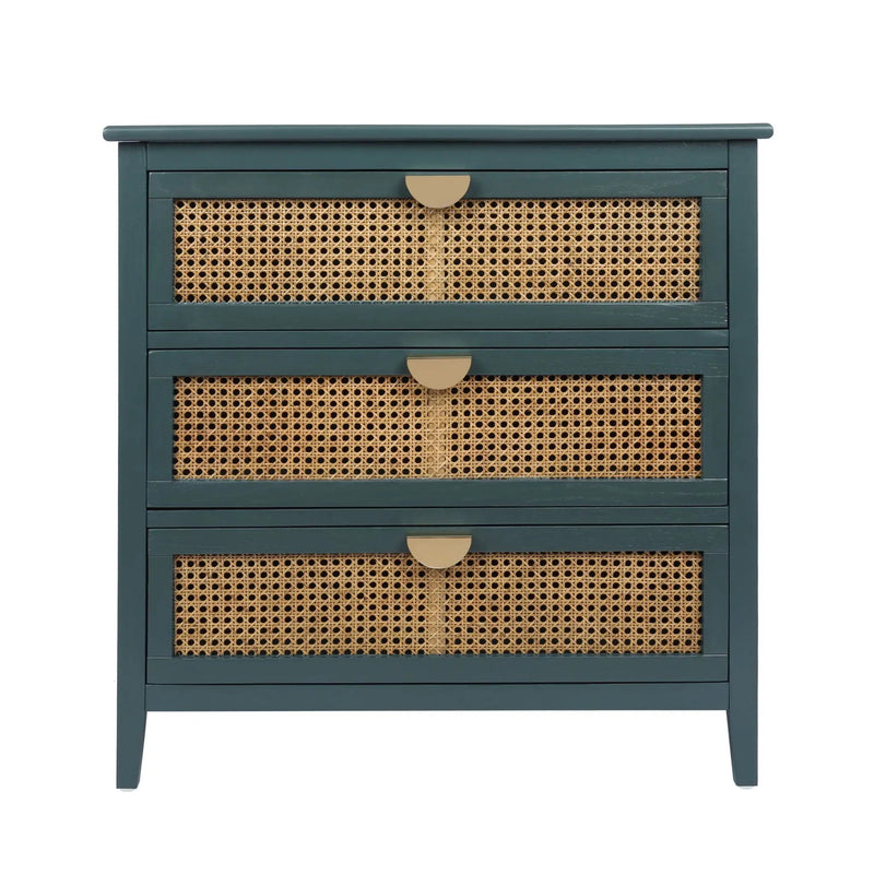 3 Drawer Cabinet, Natural Rattan, American Furniture by HouseOfZazla