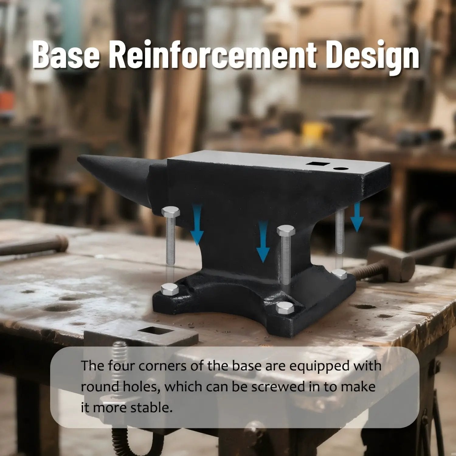 100 Lbs Single Horn Anvil, 4 Holes - Black by HouseOfZazla