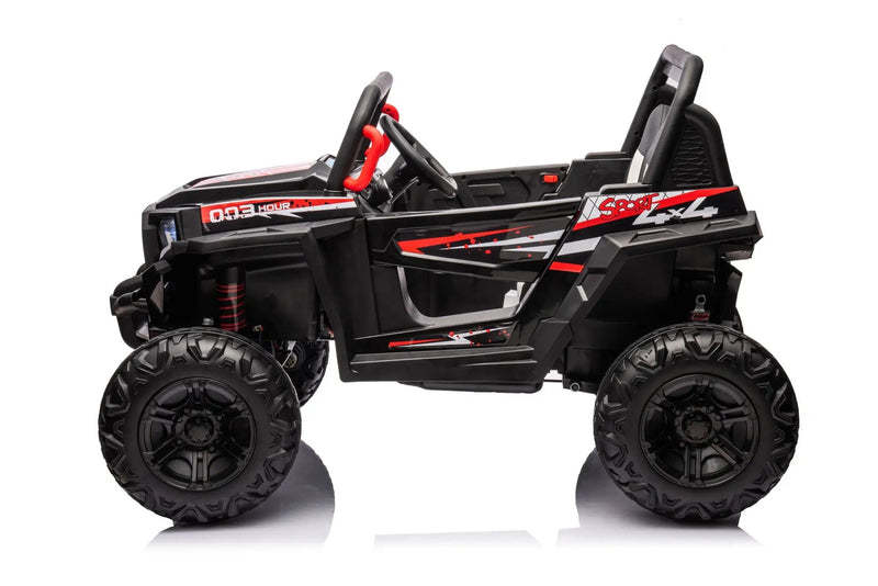 12V7A*1 30W*4 Four-Wheel Drive Seat One Button Start, Forward And Backward, High And Low Speed, Music, Front Light, Power Display, Two Doors Can Open, 2.4G R / C, Seat Belt Four Wheel Absorber by HouseOfZazla