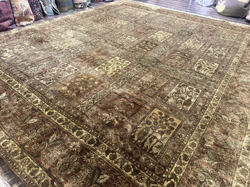 Large Indian Wool Rug 12x14, Wool Handmade Panel Design Carpet, Traditional, Palace Size by Jewel Rugs