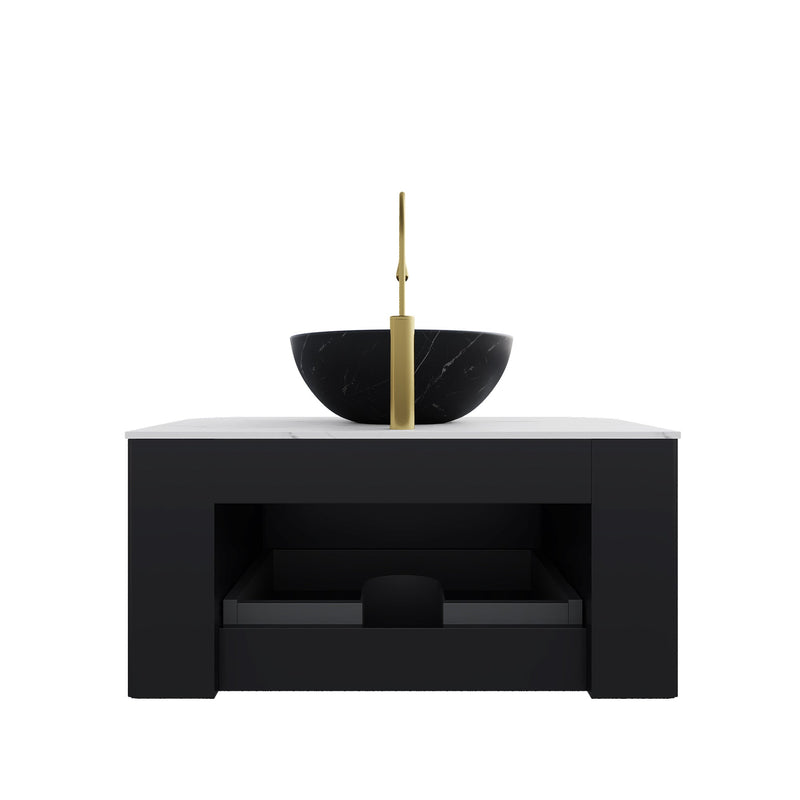 DINA 30" Bathroom Vanity & Sink with Floating Curved Edges by HouseOfZazla