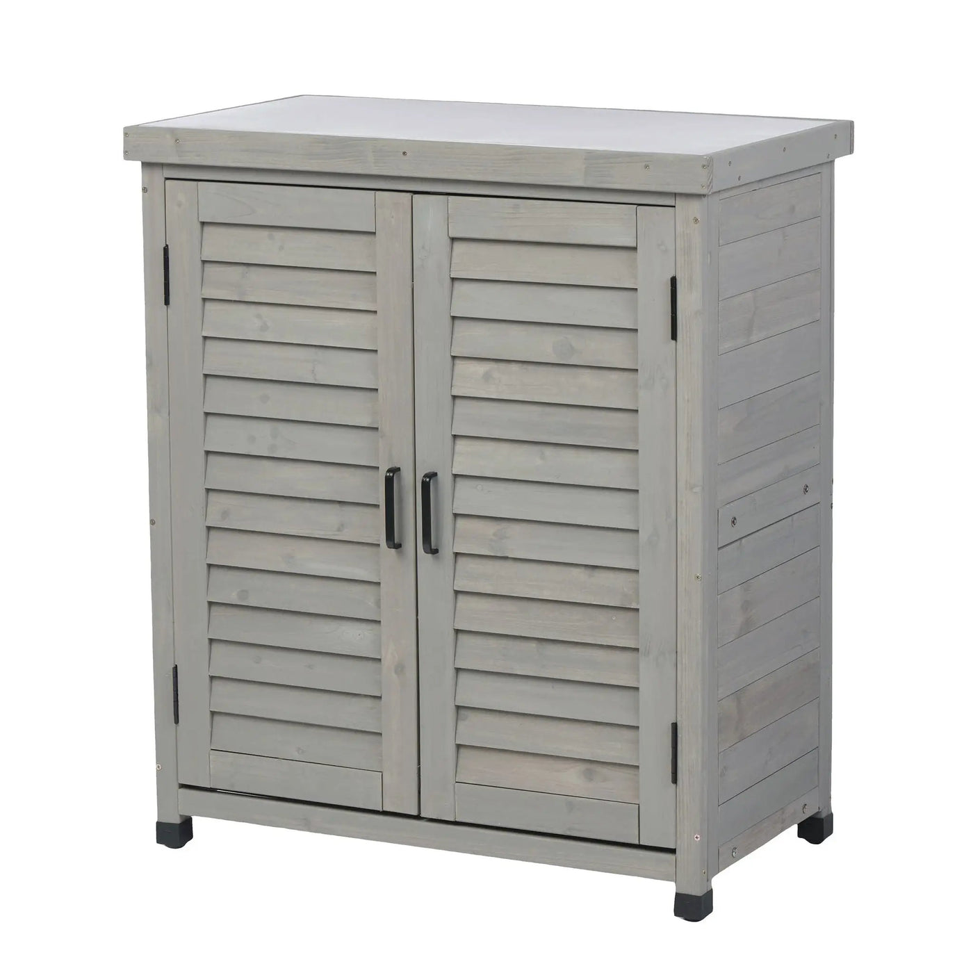 Potting Bench With Storage Cabinet And Metal Table Top For Outdoor by HouseOfZazla