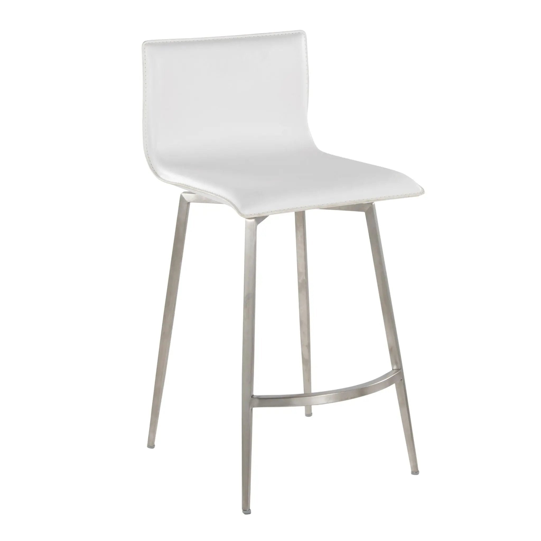 Mara - Upholstered Contemporary Fixed Height Counter Stool With Swivel (Set of 2) - White by HouseOfZazla