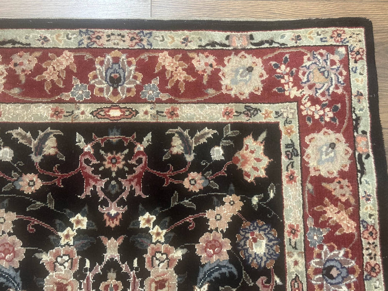 Black Sino Persian Rug 3x5, Wool with Silk Highlights, Floral, Fine 170 KPSI by Jewel Rugs