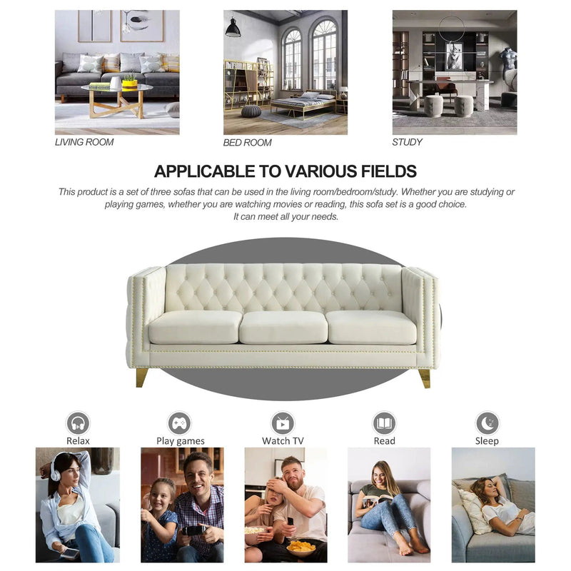 Modern Sofa With Button Tufting, Upholstered Couch For Living Room by HouseOfZazla