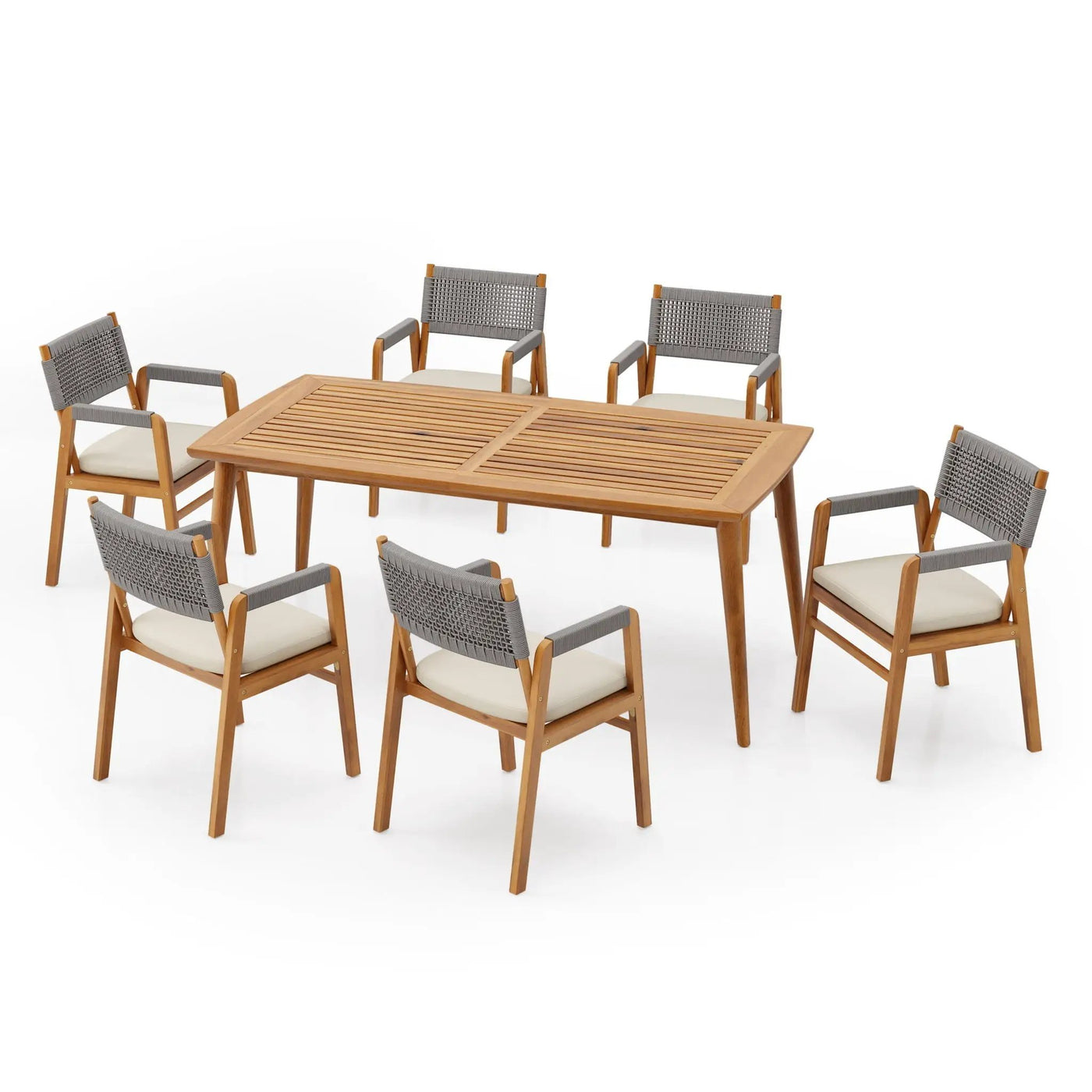 Outdoor 7 Piece Dining Set With Rope Woven Armchairs by HouseOfZazla