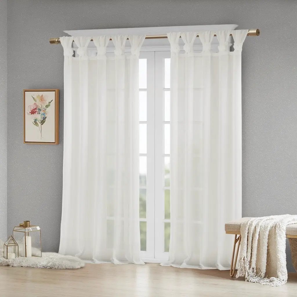 Floral Embellished Tab Top Solid Curtain Panel by HouseOfZazla