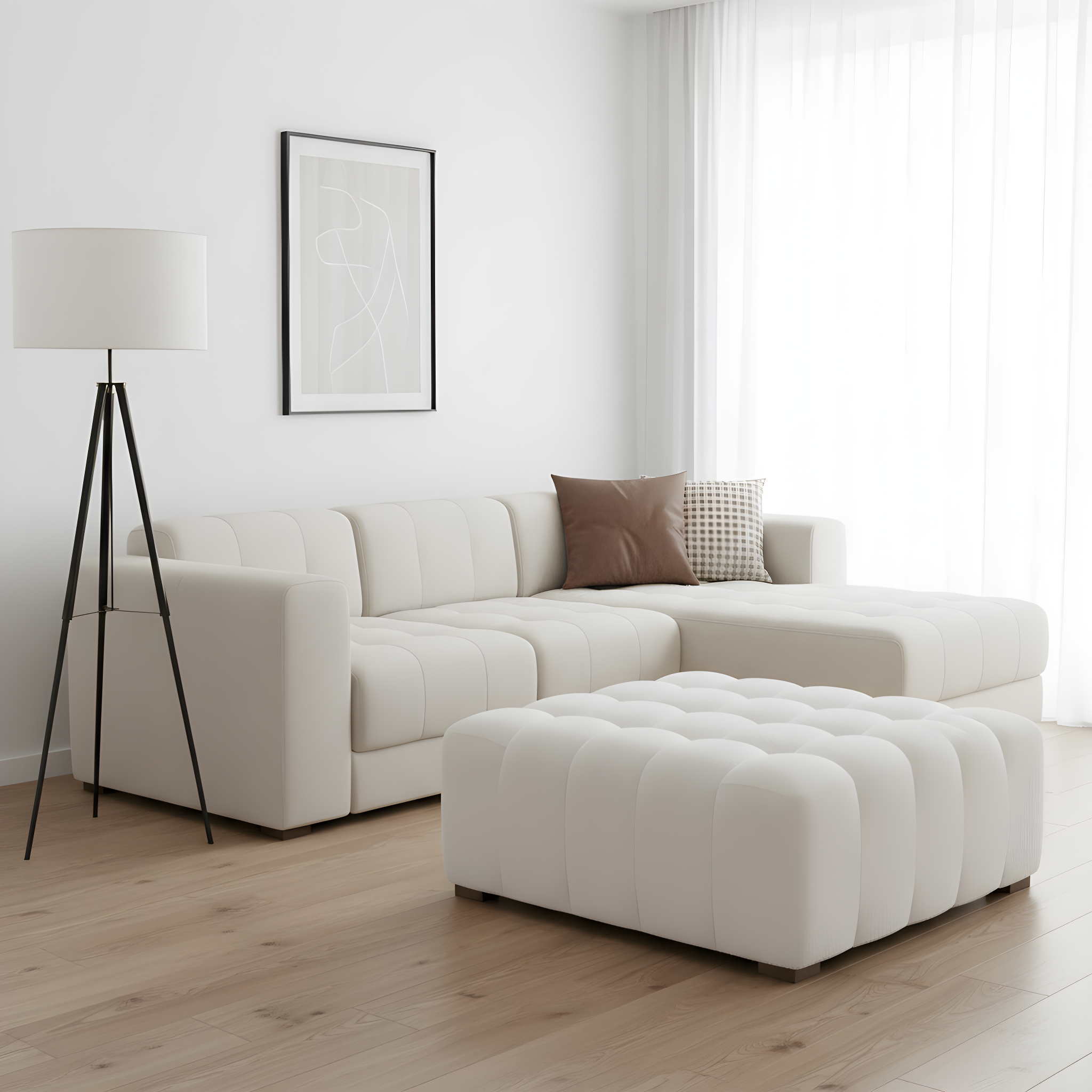 White Boucle Multipurpose Ottoman by HouseOfZazla