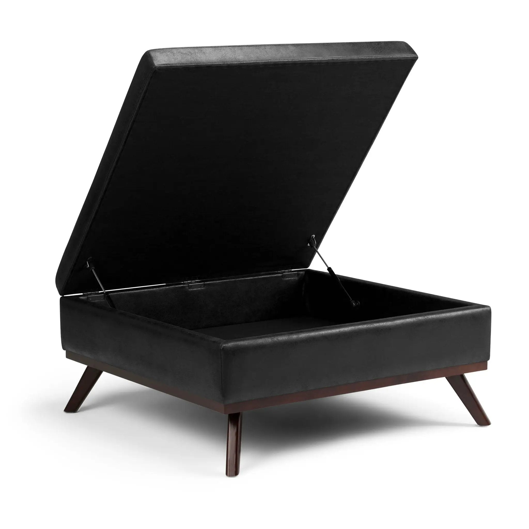 Owen - Square Coffee Table Storage Ottoman - Distressed Black by Unique Piece Furniture