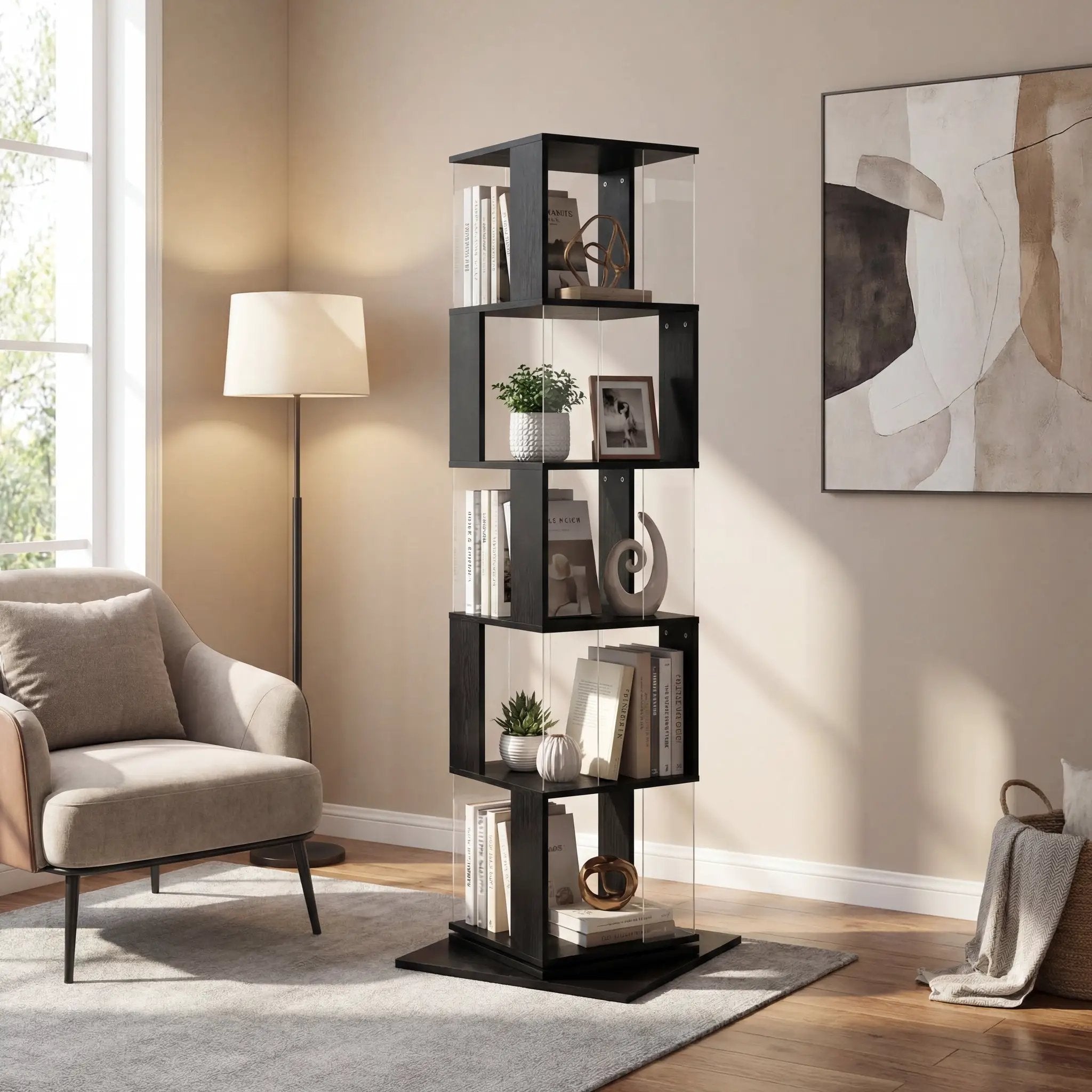 360° Rotating Bookshelf with Acrylic Plate by HouseOfZazla