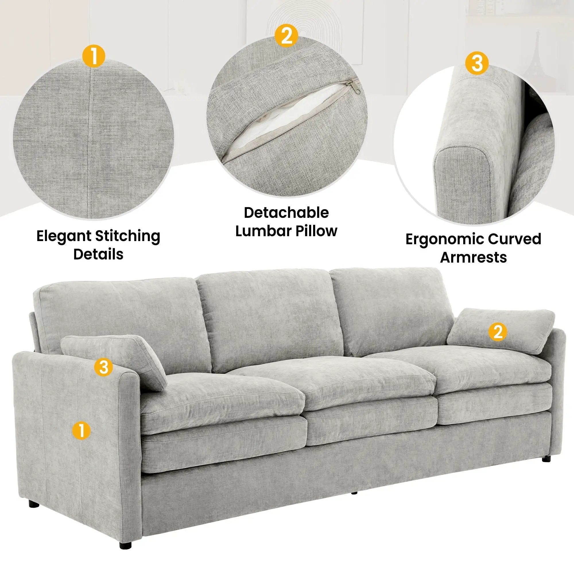 Cozy Upholstered 3 Seater Sofa Cushion For Living Room by Unique Piece Furniture