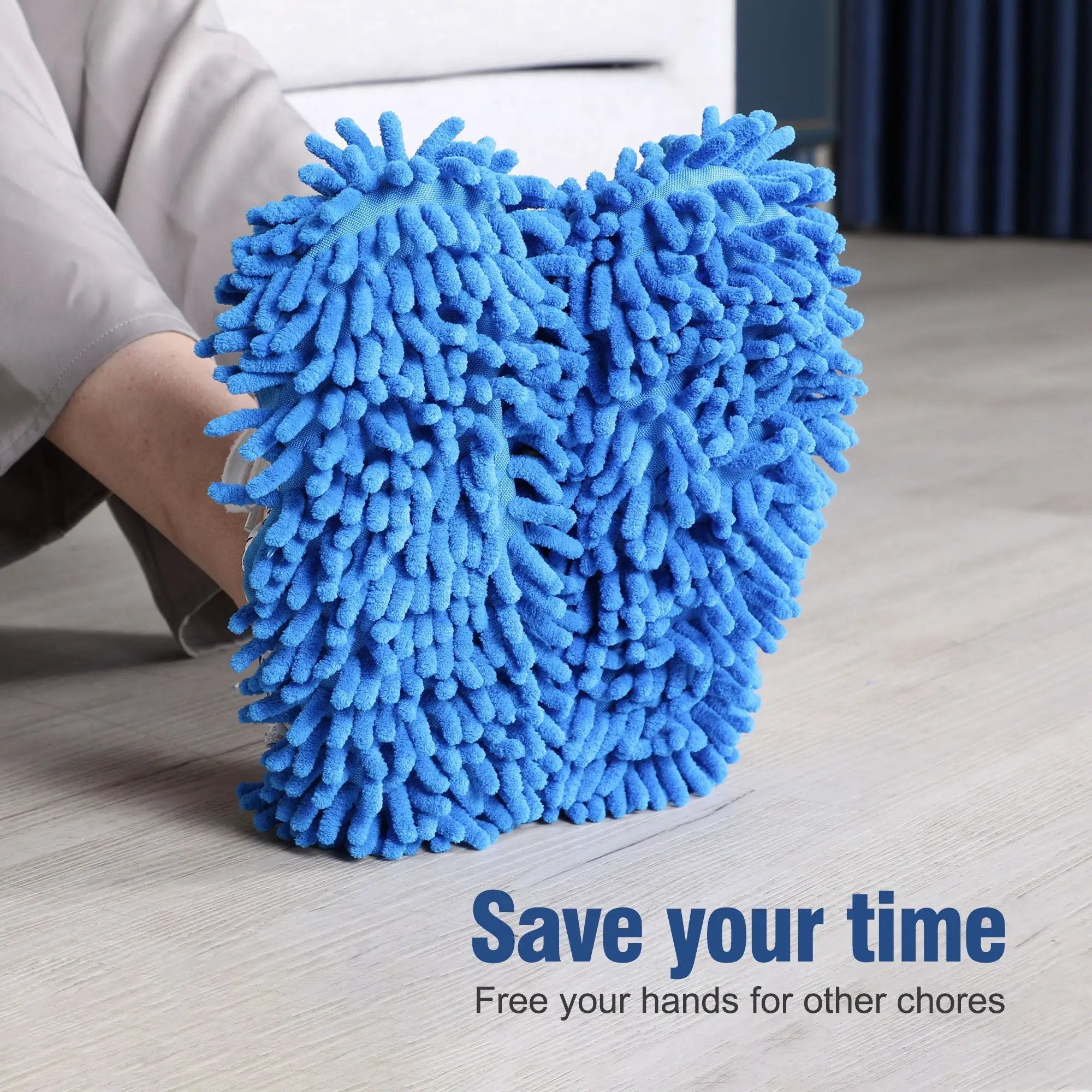 Microfiber Mop Slippers For Floor Cleaning, Machine Washable, 3 Pieces - Blue / Green / Red by HouseOfZazla