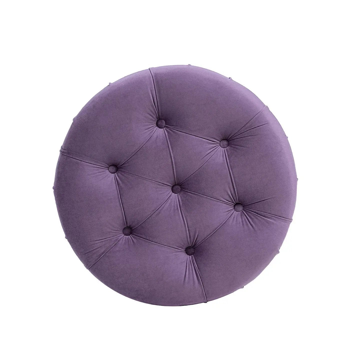 Dawn - Tufted Round Ottoman Nailhead Accents - Purple by Unique Piece Furniture